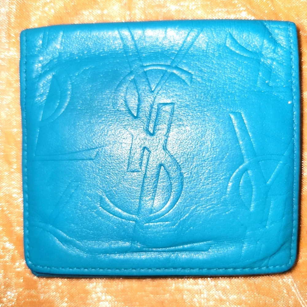 🩵YSL Teal Leather Coin Pouch
